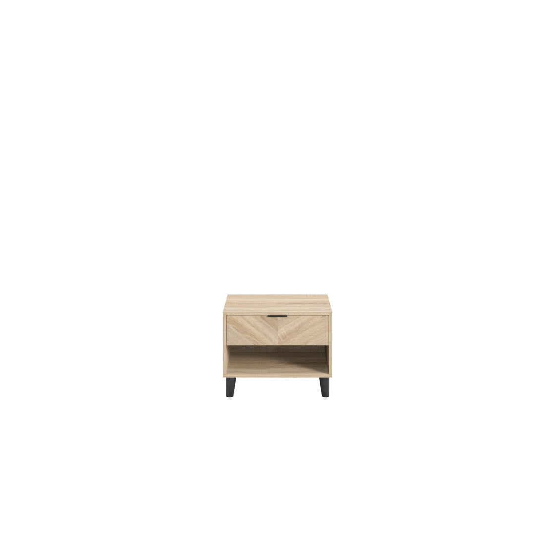 Stockholm Chevron Light Wood Bedside Table | 1 Drawer